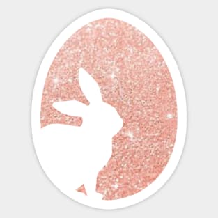 Easter Bunny Silhouette in Rose Gold Faux Glitter Easter Egg Sticker